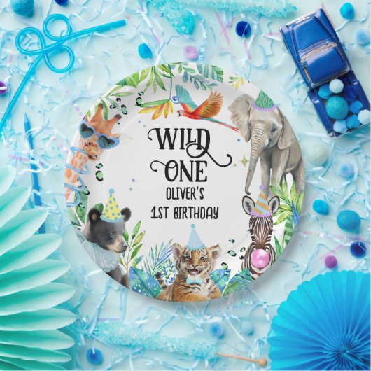 Wil Verjaardag Safari Dieren Papieren Bordje (Feest)