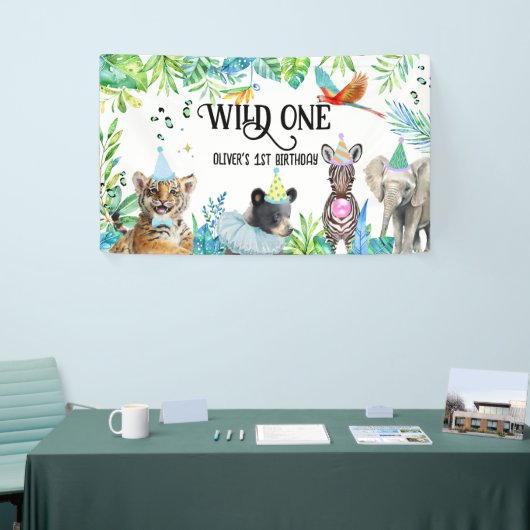 Wil Verjaardag Safari Dieren Spandoek (Beurs)