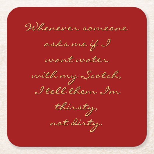 Wil water met mijn Scotch... - Funny Drink Onderze Kartonnen Onderzetters (Voorkant)