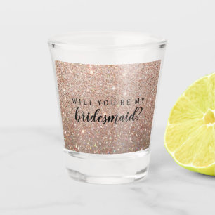 WIl You Be My Bridesmaid - Rose Gold Glitter  Shot Glas