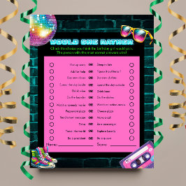 Wil ze liever? 90s Neon Disco Verjaardagsspel