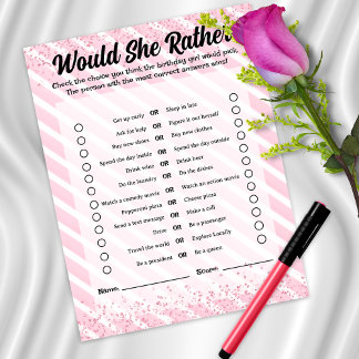 Wil ze liever? Cocktail Roze Verjaardagsspel
