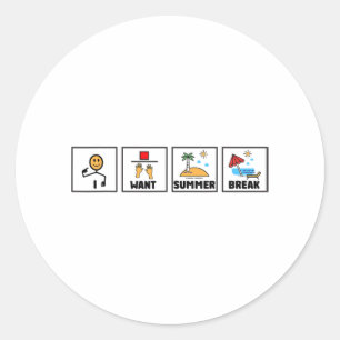 Wil zomervakantie leraar laatste dag van school 1 ronde sticker