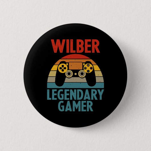 Wilber Geschenk Naam Persoonlijk Grappig Gamen Gee Ronde Button 5,7 Cm (Voorkant)