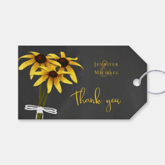 Wilbloembruiloft Rudbeckia Black Eyed Susan Cadeaulabel (Voorkant (Horizontaal))
