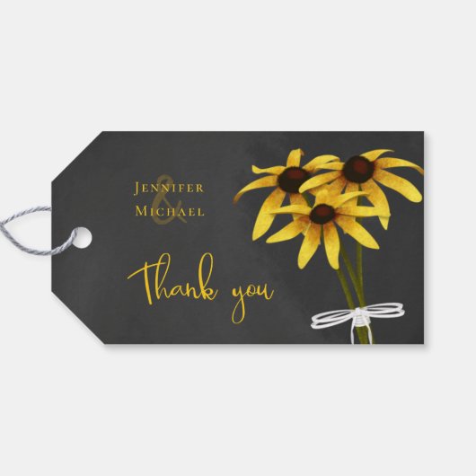 Wilbloembruiloft Rudbeckia Black Eyed Susan Cadeaulabel (Achterkant Horizontaal)
