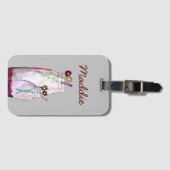 Wilbloemen van waterverf in vaas bagagelabel (Voorkant (horizontaal))