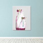 Wilbloemen van waterverf in vaas canvas afdruk (Insitu (Houten vloer))