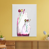 Wilbloemen van waterverf in vaas canvas afdruk (Insitu (Woonkamer))