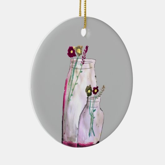 Wilbloemen van waterverf in vaas keramisch ornament (Rechts)