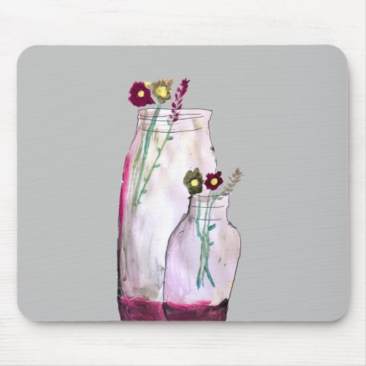 Wilbloemen van waterverf in vaas muismat (Voorkant)