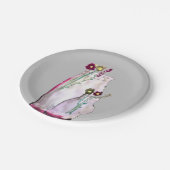 Wilbloemen van waterverf in vaas papieren bordje (Gekanteld)