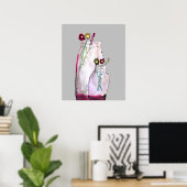 Wilbloemen van waterverf in vaas poster (Thuiskantoor)