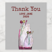 Wilbloemen van waterverf in vaas wijn etiket (Enkel label)