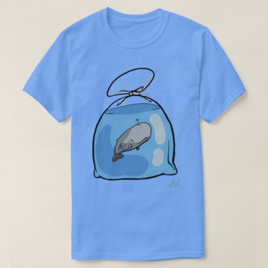 Wilbur de explorerende walvis in een plastic zak t-shirt (Design voorkant)