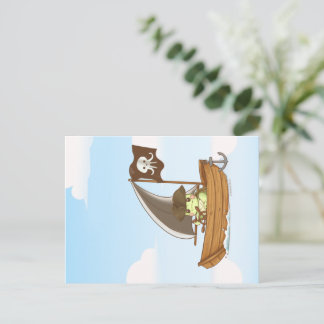 Wilbur de Schildpad Zeilt de Zeeën Piraat Schip  Briefkaart