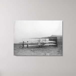 Wilbur & Orville Wright in 2e aangedreven machine Canvas Afdruk