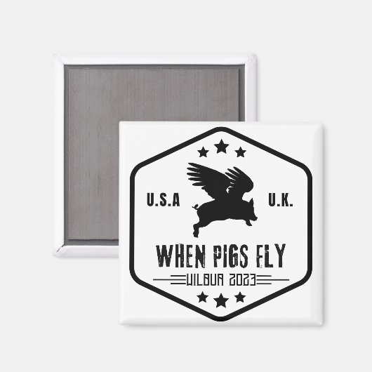 Wilbur Pig: Wanneer Varkens vliegen 3" sticker Magneet (Voorkant / Achterkant)