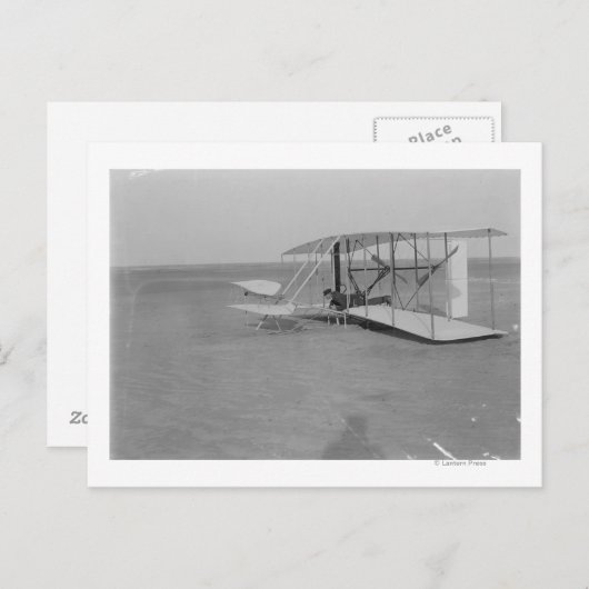 Wilbur Wright in beschadigd vliegtuig na Briefkaart (Voorkant / Achterkant)