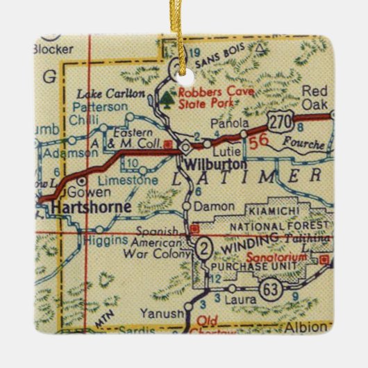 Wilburton OK  Kaart Keramisch Ornament (Voorkant)