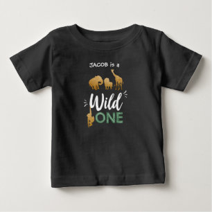 Wild 1 1e verjaardag Dieren Zwart Goud T-shirt