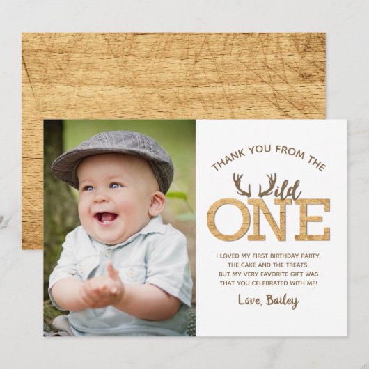 Wild 1 eerste verjaardag Foto kaart (Voorkant / Achterkant)