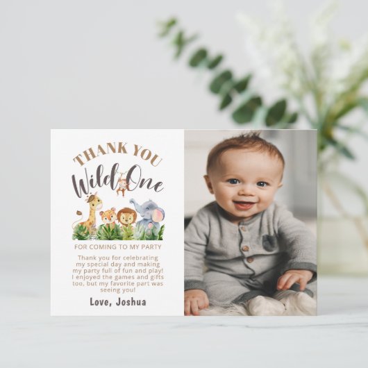 Wild 1 verjaardag Foto bedankt (Staand voorkant)