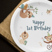 Wild 1e Verjaardag met Zoo Dieren Papieren Bord