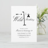 Wild 1st Birthday Camp Tribal Black and White (Staand voorkant)