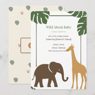 Wild About Baby Safari Jungle Baby Shower Uitnodig Kaart