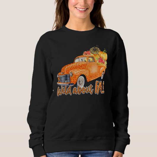 Wild About Fall Leopard Truck Pumpkins Autumn Than Trui (Voorkant)