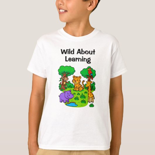Wild About Learning –Jungle  Design for Kids T-shirt (Voorkant)
