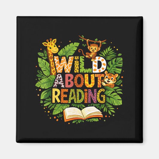 Wild about lezen dier kinderboek liefhebber magneet (Voorkant)