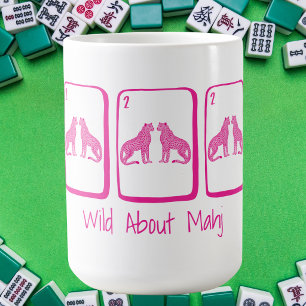 Wild About Mahj Roze Jachtluipaard Mahjong Tegels Koffiemok