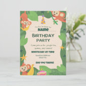 Wild About Monkeys Birthday Invitations Kaart (Staand voorkant)