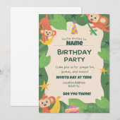 Wild About Monkeys Birthday Invitations Kaart (Voorkant / Achterkant)