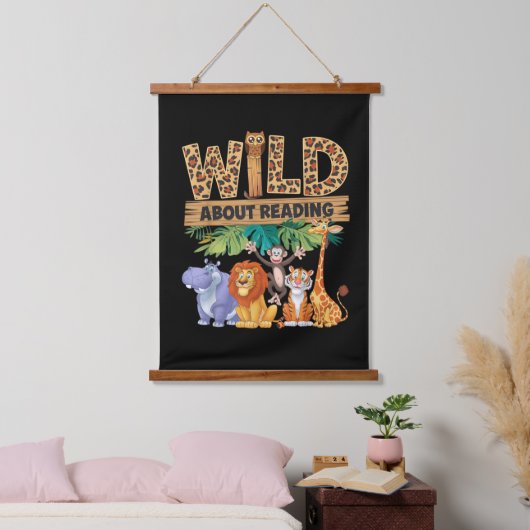 Wild About Reading Luipaardprint Cute Dierentuin D Hangend Wandkleed (Slaapkamer)