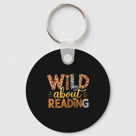Wild About Reading Safari Animal Print Graphic Sleutelhanger (Voorkant)