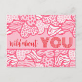 Wild About You Blush Roze Wilde Harten Valentijn Briefkaart (Voorkant)