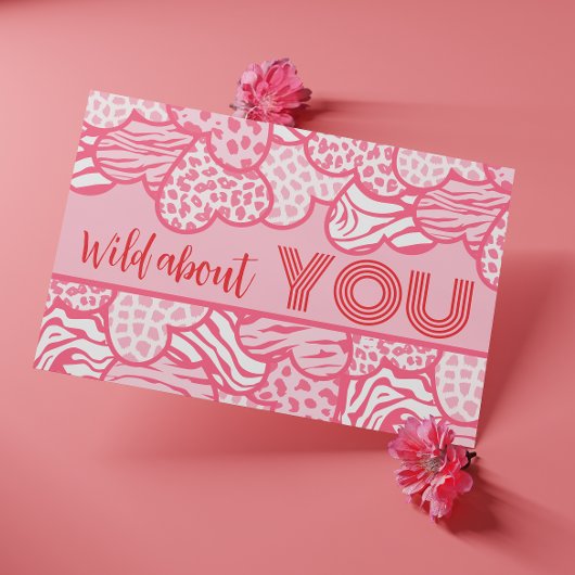 Wild About You Blush Roze Wilde Harten Valentijn Briefkaart