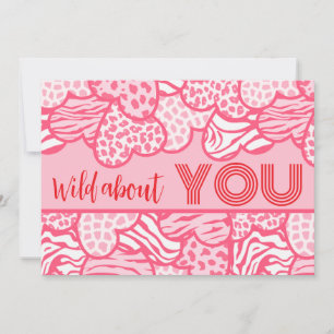 Wild About You Blush Roze Wilde Harten Valentijn Feestdagenkaart