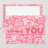 Wild About You Blush Roze Wilde Harten Valentijnsd Feestdagenkaart (Voorkant / Achterkant)