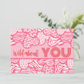 Wild About You Blush Roze Wilde Harten Valentijnsd Feestdagenkaart (Staand voorkant)
