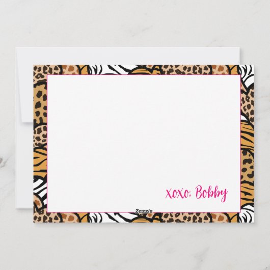 Wild About You Pink Animal Print Hearts Valentijn Feestdagenkaart (Achterkant)