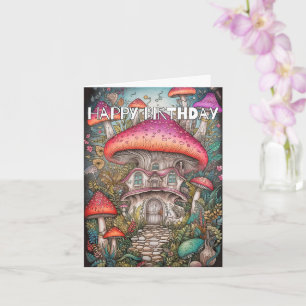 Wild Abstract Mushroom Illustration Verjaardag Kaart