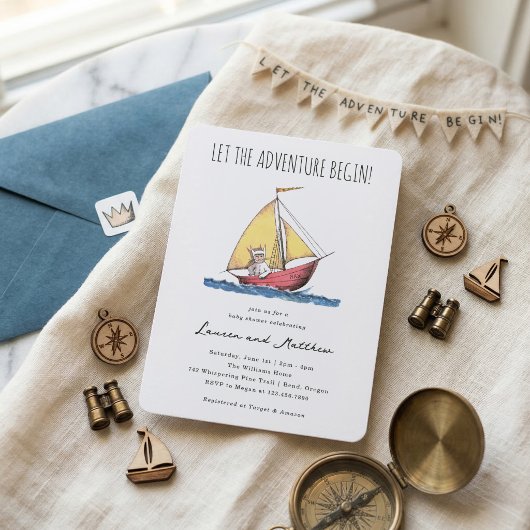 Wild Adventure Baby Shower Sailboat Kaart