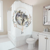 Wild Affection – Wolves in Love Illustration Douchegordijn (In situ)