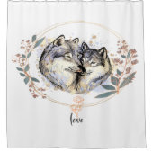 Wild Affection – Wolves in Love Illustration Douchegordijn (Voorkant)