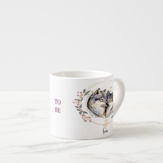 Wild Affection – Wolves in Love Illustration Espresso Kop (Voorkant rechts)