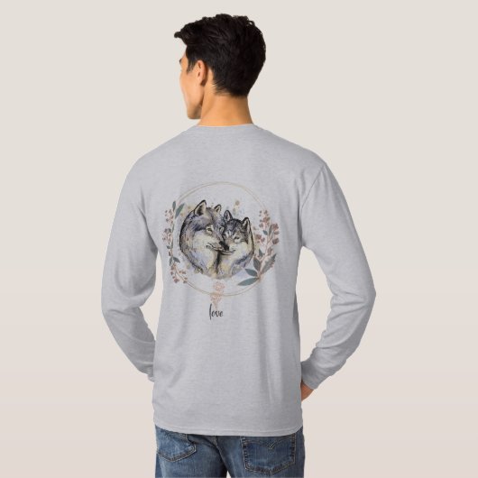 Wild Affection – Wolves in Love Illustration T-shirt (Achterkant volledig)